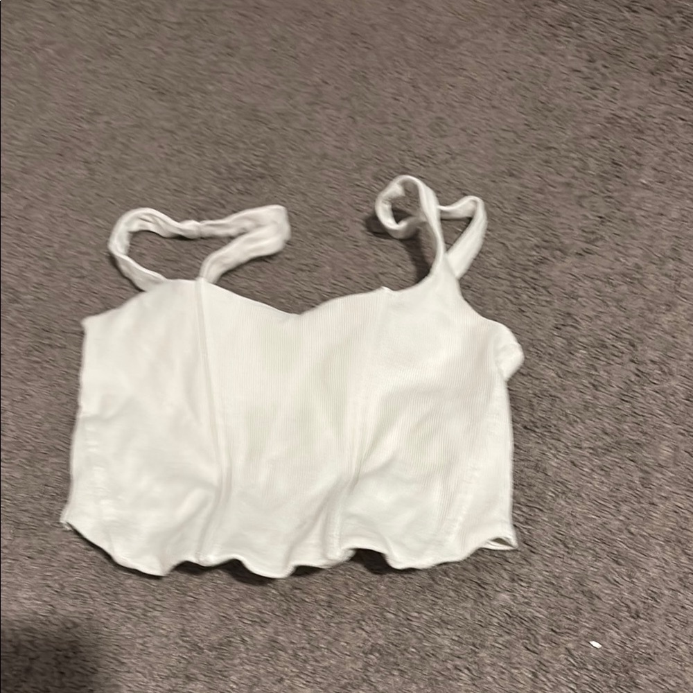 White Ribbed Crop Top